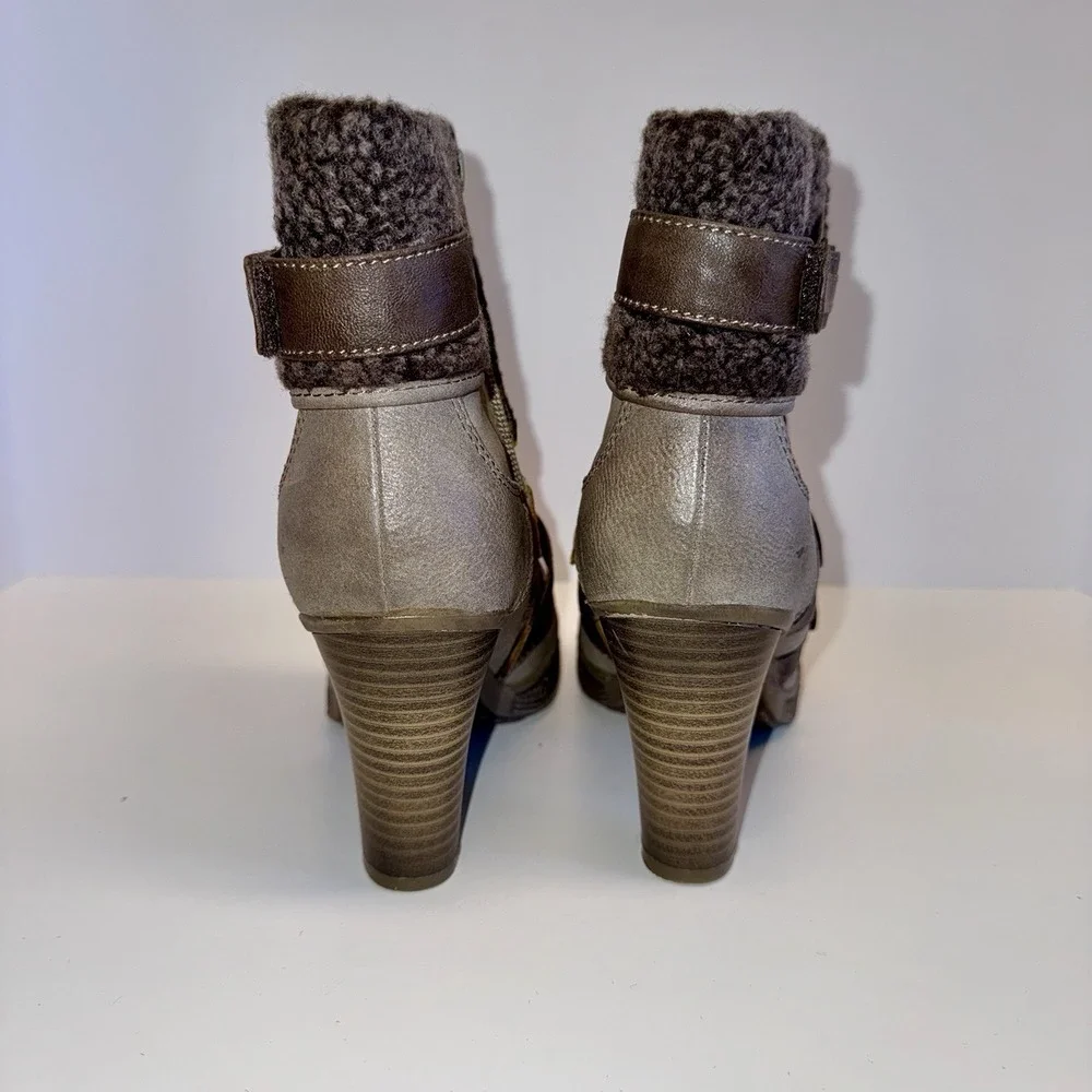 Mustang Womens Boots EU 41 US 10 Block Heel Ankle Zip‎